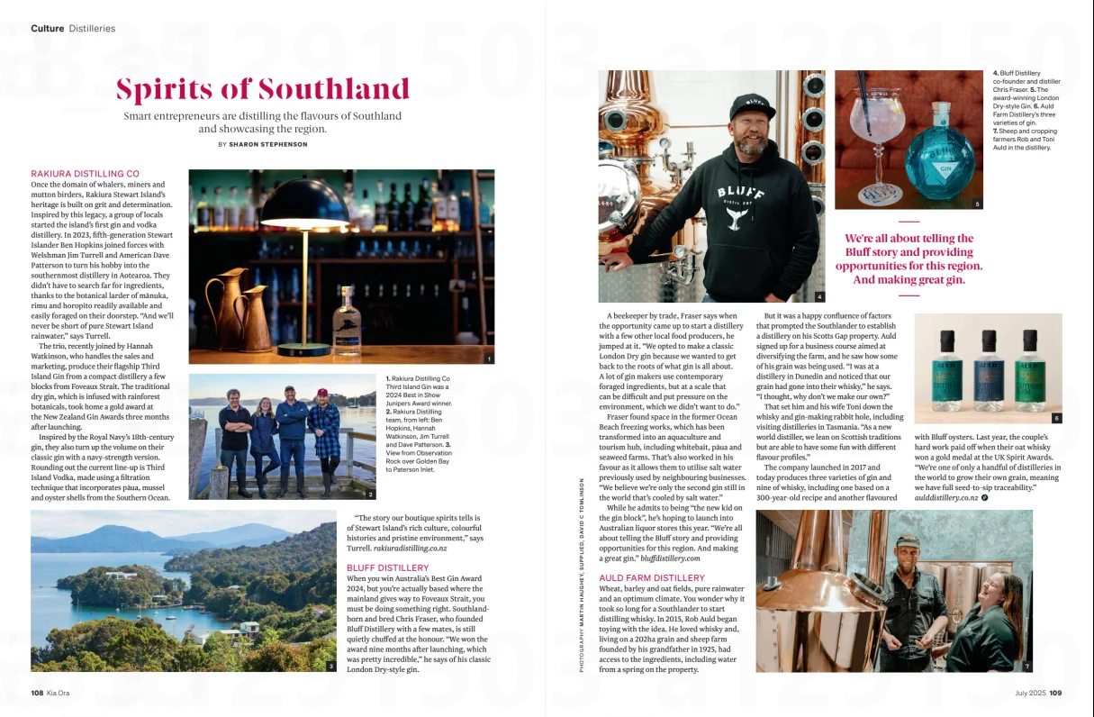 Kia Ora Magazine July 2025 - Southland Distilleries
